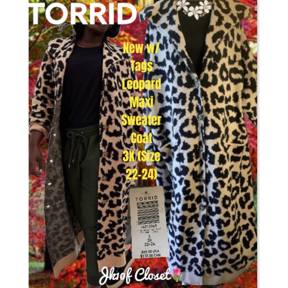 LOWEST🌺 NWT Torrid 3X LEOPARD MAXI LENGTH WEIGHTED SWEATER COAT